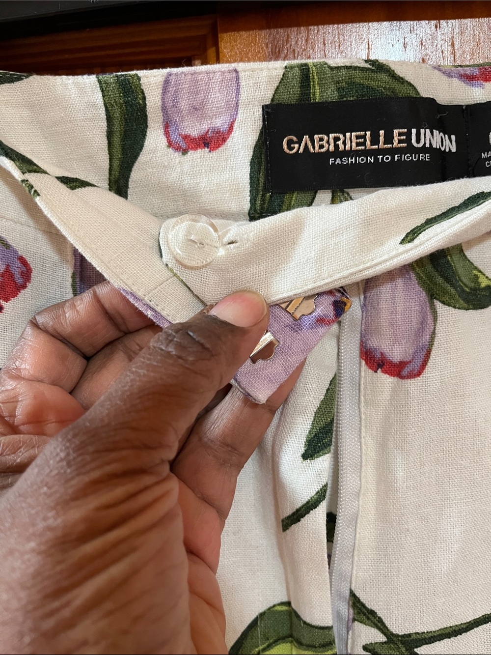 Gabriel Union White Floral Wide-Leg Lavender Blooms Pants 0 - Picture 9 of 16